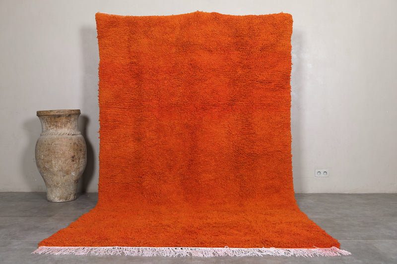 Orange Moroccan Rug - 6 x 9.9 ft | Handwoven Vibrant Accent