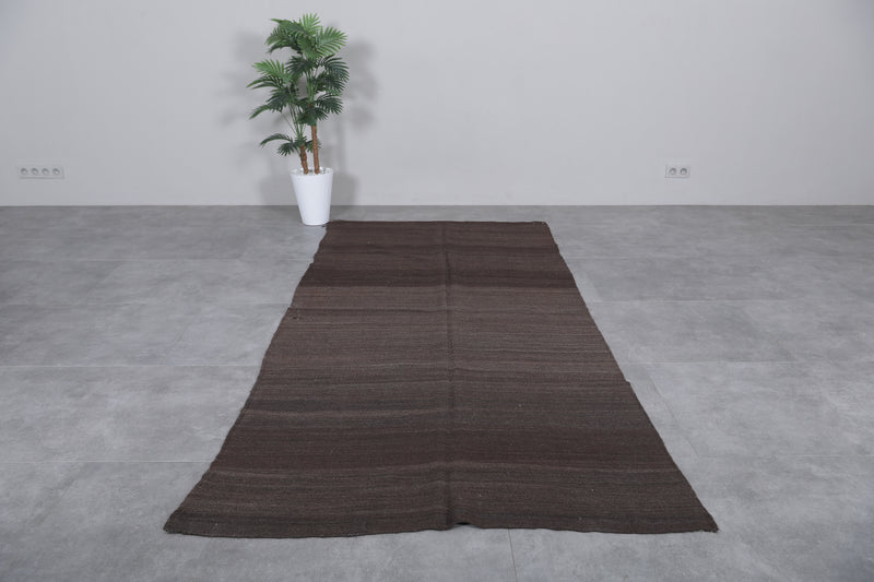 Traditional Moroccan Berber Kilim Rug - 4.2 FT X 9.2 FT | Minimalist Wool Weave