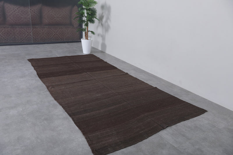 Traditional Moroccan Berber Kilim Rug - 4.2 FT X 9.2 FT | Minimalist Wool Weave