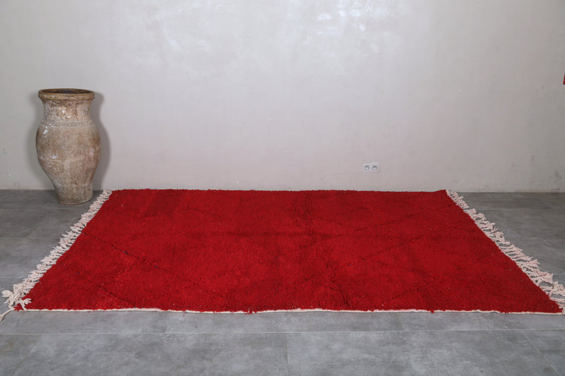 Red Moroccan Rug - 6.6 x 9.7 ft | Handwoven Bold Elegance