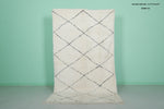 Elegant Moroccan Rug - 4.7 x 8.2 ft | White with Black Diamond Design