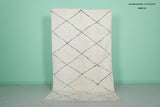 Elegant Moroccan Rug - 4.7 x 8.2 ft | White with Black Diamond Design