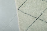 Elegant Moroccan Rug - 4.7 x 8.2 ft | White with Black Diamond Design