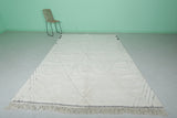 Beni Ourain Moroccan Wool Rug - 6.7 x 10.3 Feet | Diamond Pattern Ivory Rug