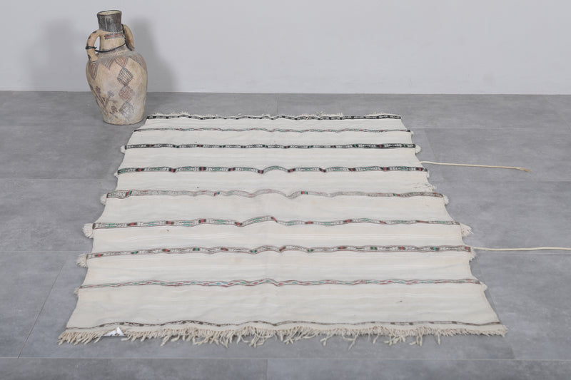 Berber Striped Rug Blanket - 3.5 FT X 5.9 FT Handwoven Beauty