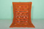 Handwoven Orange Moroccan Rug 3.2 x 5.1 ft | Geometric Berber Design