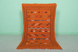 Handwoven Orange Moroccan Rug 3.2 x 5.1 ft | Geometric Berber Design