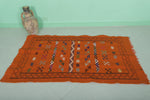 Handwoven Orange Moroccan Rug 3.2 x 5.1 ft | Geometric Berber Design