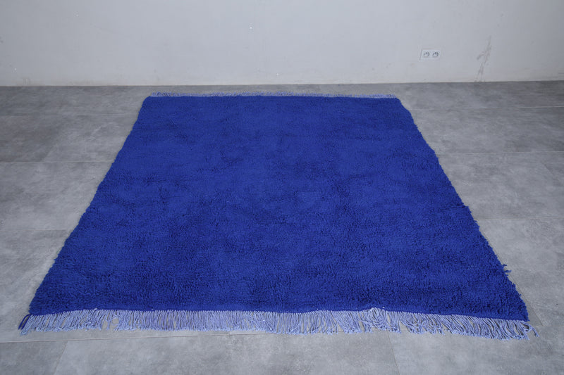 Traditional Moroccan Rug - 6.3 x 6.4 Feet | Bold Blue Design