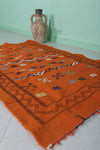 Handwoven Orange Moroccan Rug 3.2 x 5.1 ft | Geometric Berber Design