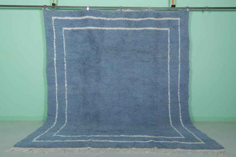 Blue Moroccan Rug - 8.2 x 9.8 ft | Handwoven Modern Design