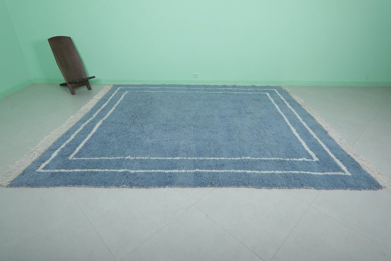 Blue Moroccan Rug - 8.2 x 9.8 ft | Handwoven Modern Design