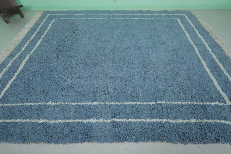 Blue Moroccan Rug - 8.2 x 9.8 ft | Handwoven Modern Design