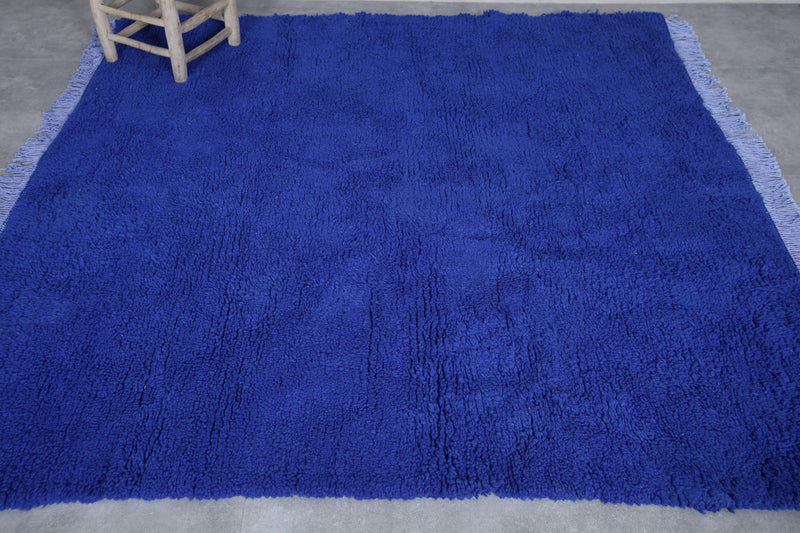 Traditional Moroccan Rug - 6.3 x 6.4 Feet | Bold Blue Design