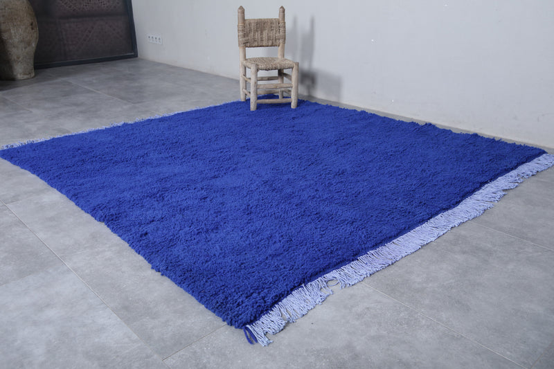 Traditional Moroccan Rug - 6.3 x 6.4 Feet | Bold Blue Design