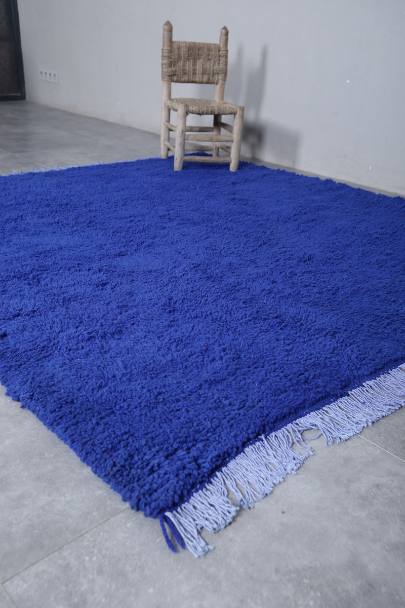 Traditional Moroccan Rug - 6.3 x 6.4 Feet | Bold Blue Design