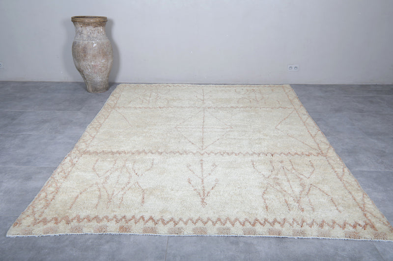 Cream Beni Ourain Moroccan Rug - 7.7 x 9.6 Feet | Handwoven Wool Rug