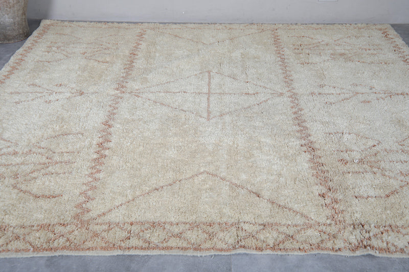 Cream Beni Ourain Moroccan Rug - 7.7 x 9.6 Feet | Handwoven Wool Rug