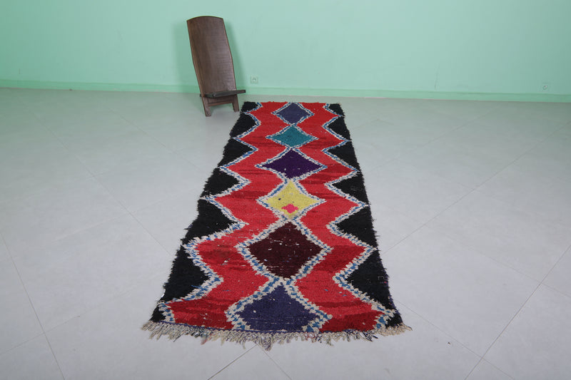 Boucherouite Runner Rug 3.2 x 9.4 Feet - Vibrant Moroccan Design