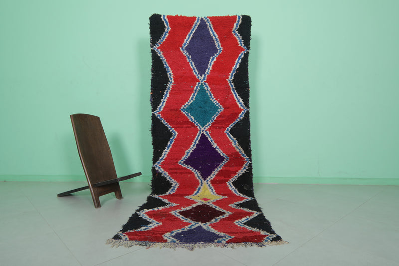 Boucherouite Runner Rug 3.2 x 9.4 Feet - Vibrant Moroccan Design