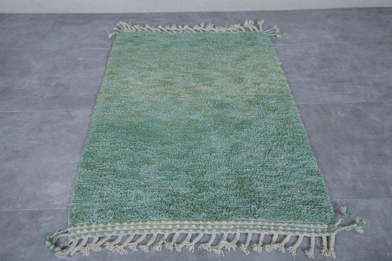 Green Moroccan Rug - 3.2 x 4.9 Feet | Handcrafted Wool Rug