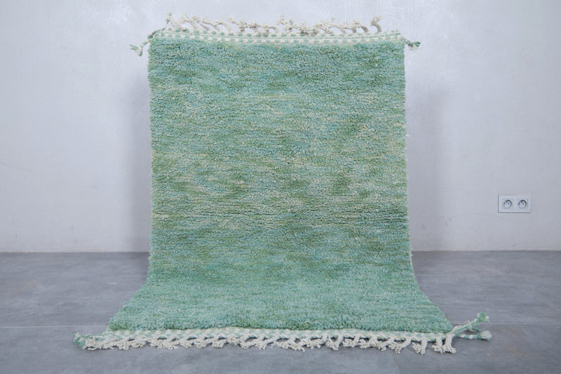 Green Moroccan Rug - 3.2 x 4.9 Feet | Handcrafted Wool Rug