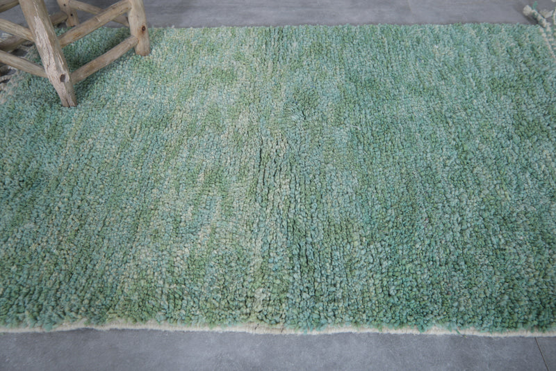 Green Moroccan Rug - 3.2 x 4.9 Feet | Handcrafted Wool Rug