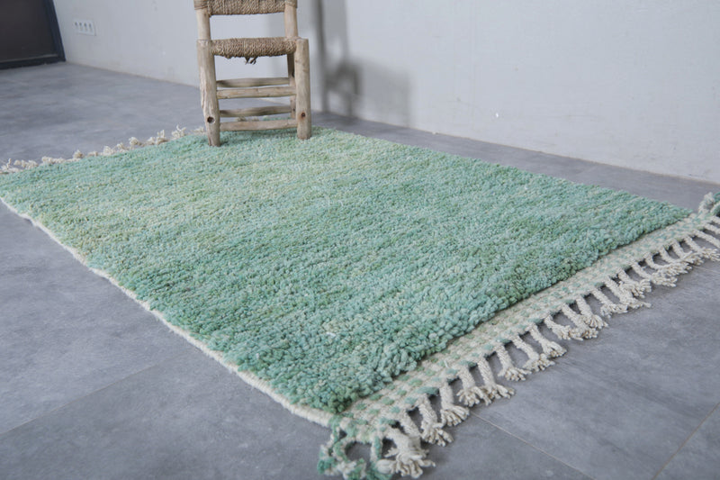 Green Moroccan Rug - 3.2 x 4.9 Feet | Handcrafted Wool Rug