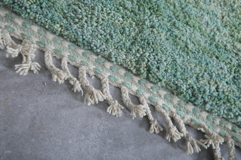 Green Moroccan Rug - 3.2 x 4.9 Feet | Handcrafted Wool Rug