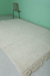 Moroccan Rug 6.7 x 10.1 ft - Handwoven Wool in Creamy Ivory