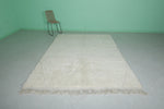 Classic Moroccan Rug - 6.7 x 9.5 ft | White Diamond Pattern with Fringe