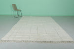 Handwoven Moroccan Rug -  6.9 FT x 10 FT | White with Subtle Block Pattern