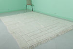 Handwoven Moroccan Rug -  6.9 FT x 10 FT | White with Subtle Block Pattern