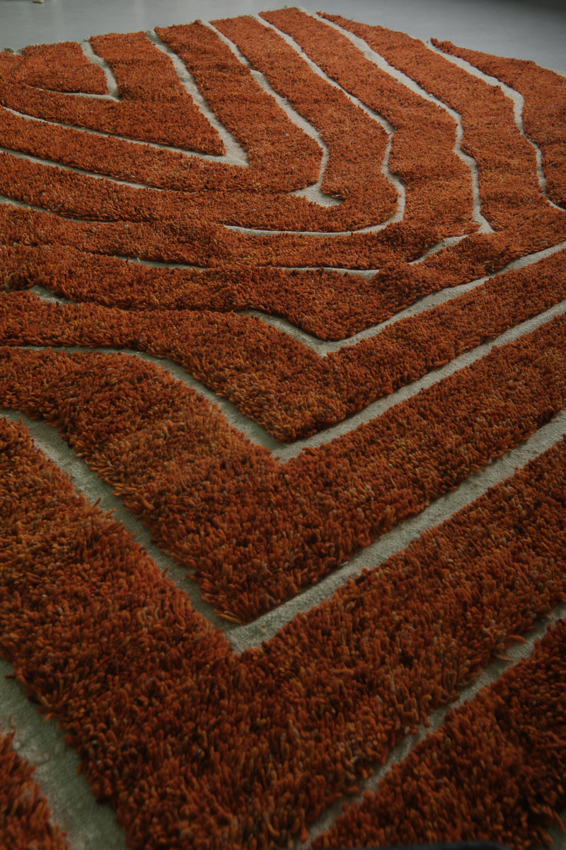 Orange Moroccan Rug - Handwoven 10.8 x 11.6 Feet | Bold Statement Piece