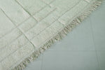 Handwoven Moroccan Rug -  6.9 FT x 10 FT | White with Subtle Block Pattern