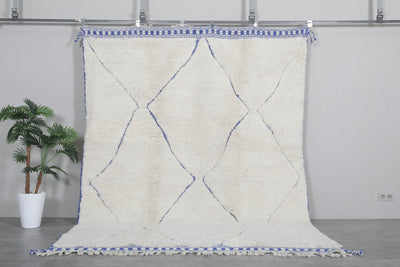 Handmade Moroccan rug - Beni ourain wool rug - Blue and White Custom Rug - custom moroccan rugs