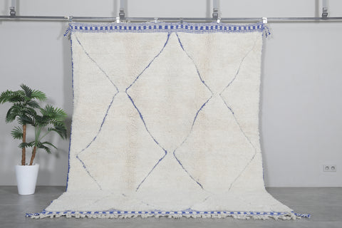 Handmade Moroccan rug - Beni ourain wool rug - Blue and White Custom Rug - custom moroccan rugs