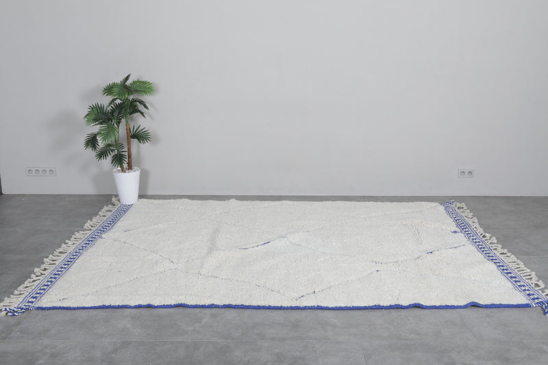 Handmade Moroccan rug - Beni ourain wool rug - Blue and White Custom Rug - custom moroccan rugs