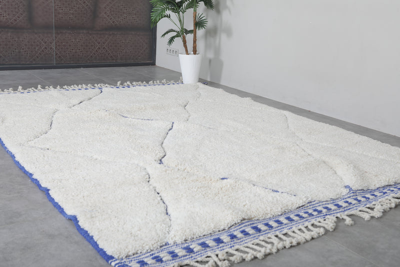 Handmade Moroccan rug - Beni ourain wool rug - Blue and White Custom Rug - custom moroccan rugs