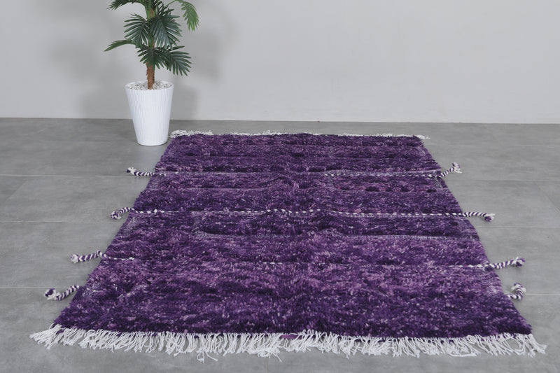 Handmade Beni Ourain Rug 4.5 FT X 7.3 FT - Purple Wool Rug