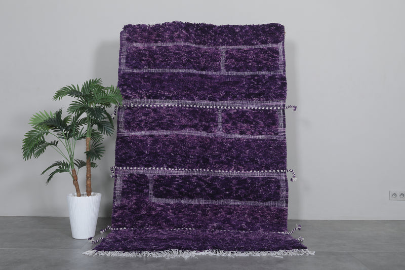 Handmade Beni Ourain Rug 4.5 FT X 7.3 FT - Purple Wool Rug