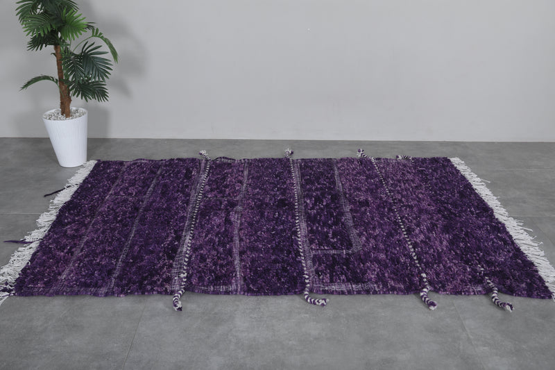 Handmade Beni Ourain Rug 4.5 FT X 7.3 FT - Purple Wool Rug