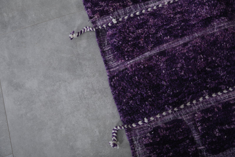 Handmade Beni Ourain Rug 4.5 FT X 7.3 FT - Purple Wool Rug