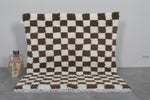 Brown and White Checkered Rug 5.2 X 5.8 Feet – Modern Handmade Design