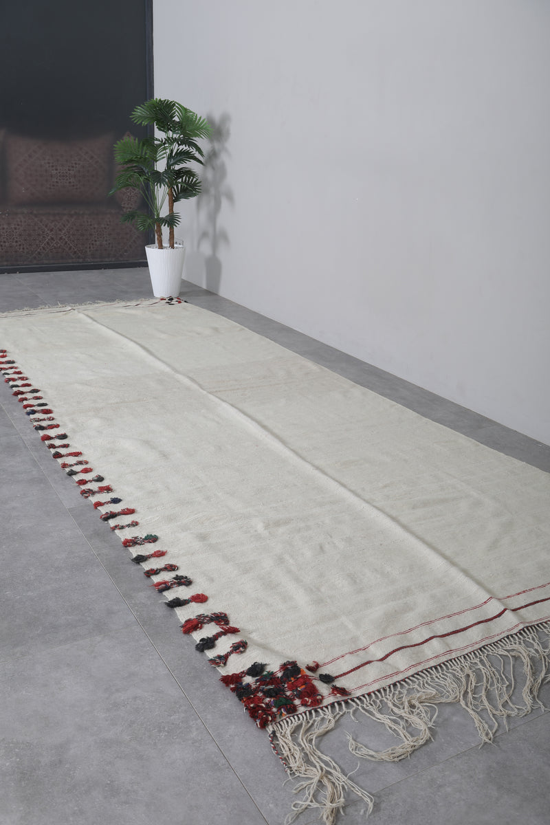 Handwoven Kilim 4.5 FT X 11.6 FT – Bohemian White Rug