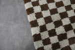 Brown and White Checkered Rug 5.2 X 5.8 Feet – Modern Handmade Design