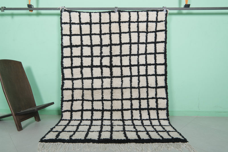 Berber Beni Ourain Rug 4.6 x 6.5 Ft - Mini Squares Design