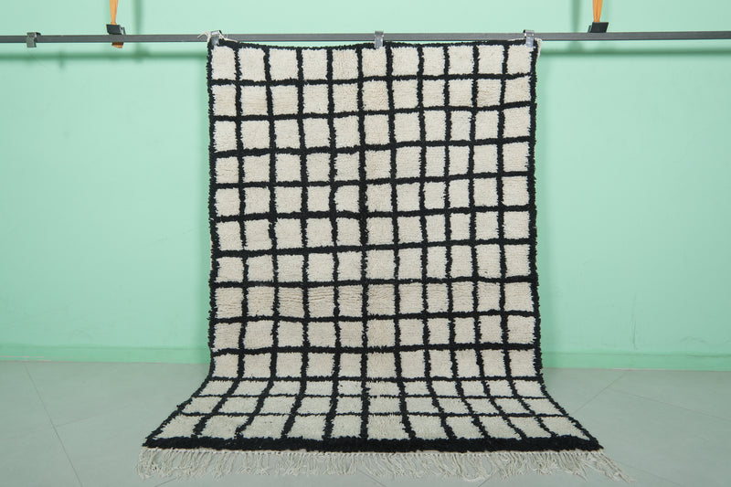 Berber Beni Ourain Rug 4.6 x 6.5 Ft - Mini Squares Design