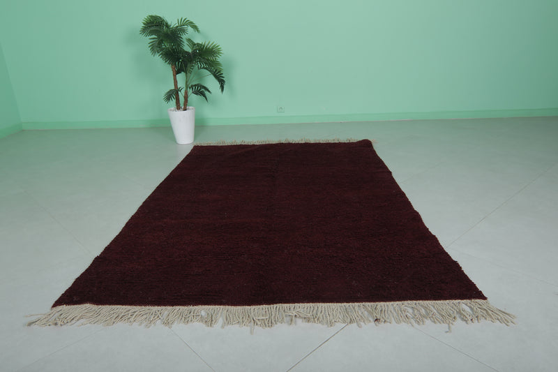 Moroccan Beni Ourain Rug - Handwoven 5.2 x 7.6 Feet | Deep Red Wool Design