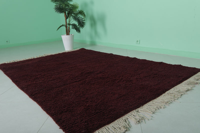 Moroccan Beni Ourain Rug - Handwoven 5.2 x 7.6 Feet | Deep Red Wool Design